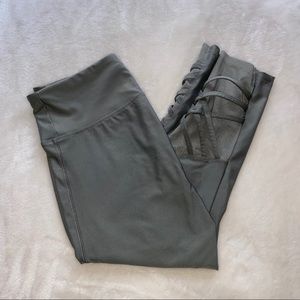 Athletica Cropped Green Crisscross Leggings